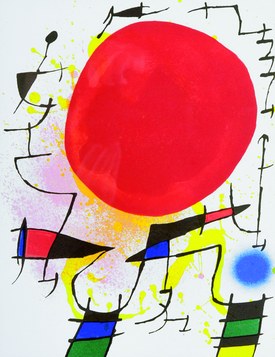 Joan Miró, Lithographie mit roter Sonne