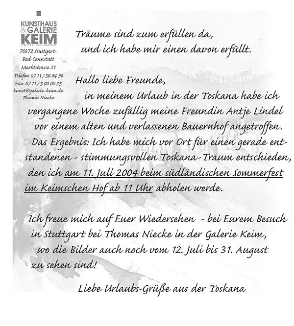 Einladung zur Ausstellung von Antje Lindel
